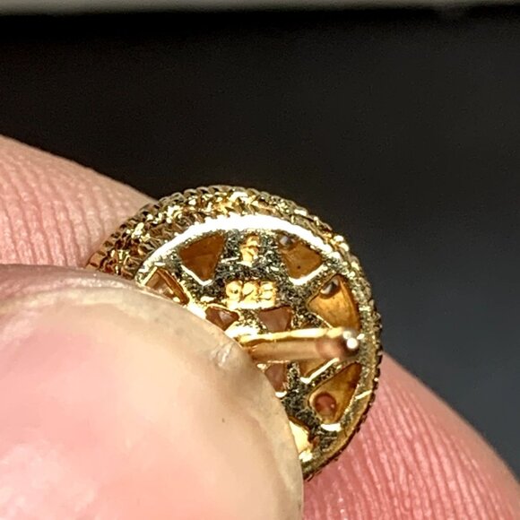 VTG Gold Over Sterling Silver 925 Cubic Zirconia Stud Earrings Size 0.5'' Length - Picture 6 of 11
